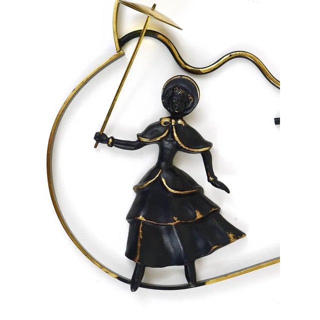 Brass Mural of Woman in Biedermeier Dress by Walter Bosse, Austria, 1950s For Sale - Image 4 of 10