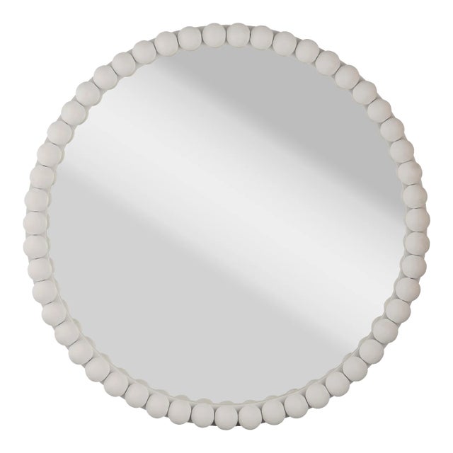 Baria White Wooden Mirror For Sale