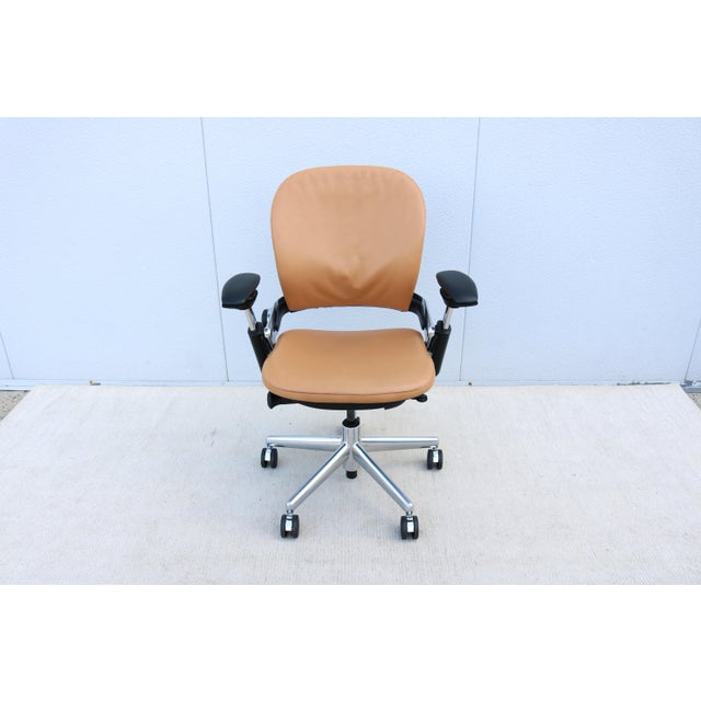 Coach Steelcase Leap Coach Limited Edition Ergonomic Desk Chair in Camel Tan Leather For Sale - Image 4 of 18