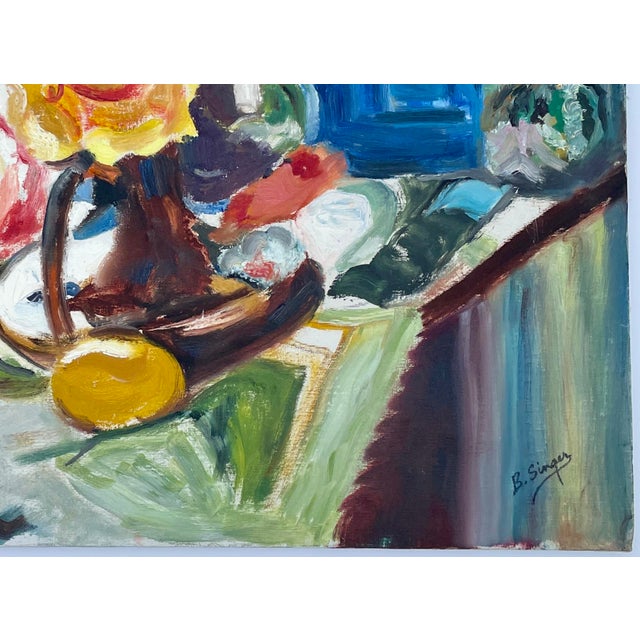 1980s “Still Life With Garden Roses” Acrylic on Canvas by Dr. Bella Singer For Sale - Image 4 of 7