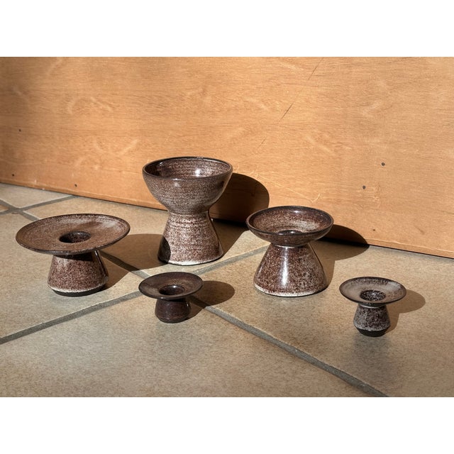 1970s Ceramic Candlesticks by Serocka, Germany, 1970s, Set of 5 For Sale - Image 5 of 13