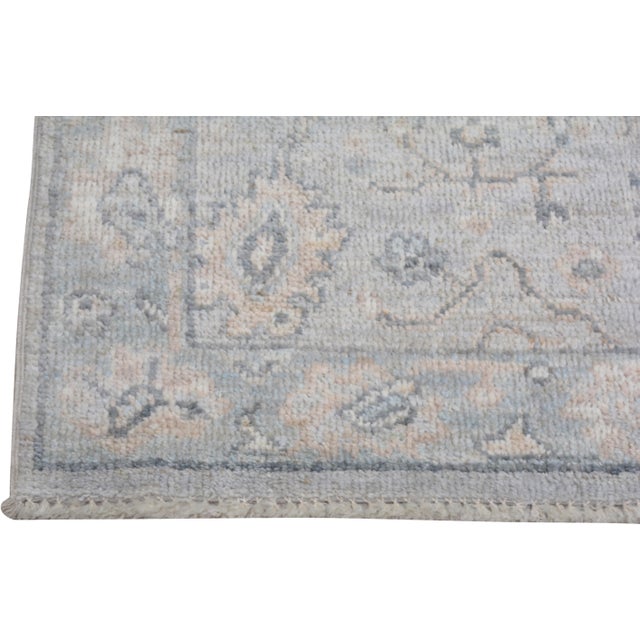 Turkish Turkish Oushak Hand Knotted Wool Rug, 3'x10'1" For Sale - Image 3 of 4