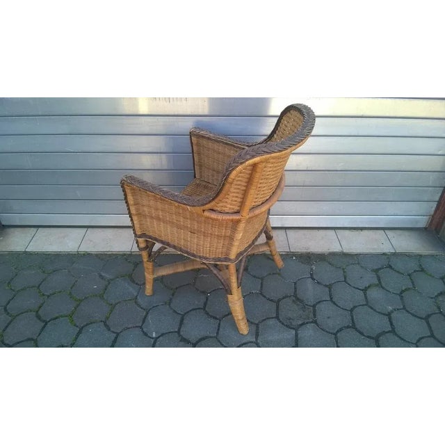 Rattan & Wicker Armchair, 1970s For Sale - Image 3 of 12
