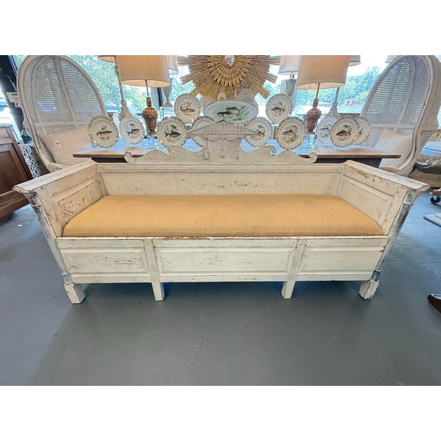 19th Century Swedish Neoclassical Painted Bench For Sale - Image 4 of 9