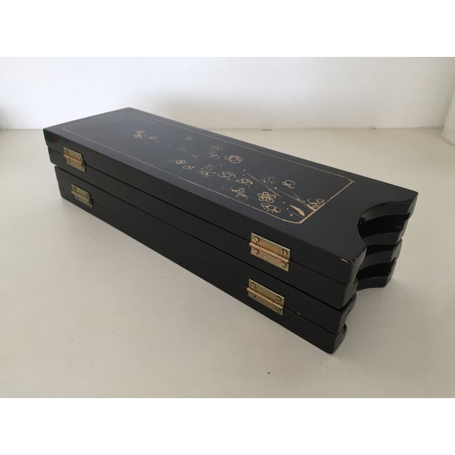 Vintage Chinese Lacquer Tabletop Folding Screen For Sale - Image 10 of 16