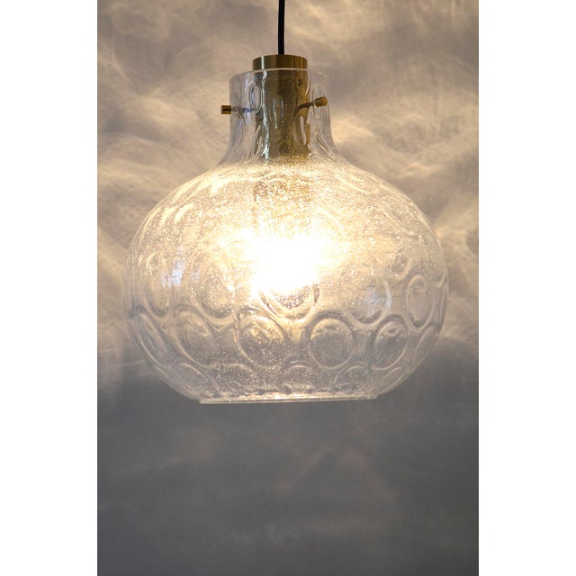Vintage pendant lamp with a foam glass bell and brass lamp holder. - Helena Tynell design for Limburg Leuchten - E27...