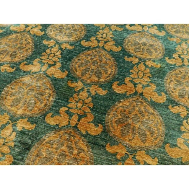 Green Vintage Handmade Wool Pile Rug. 12'2"x 12'3" For Sale - Image 8 of 18