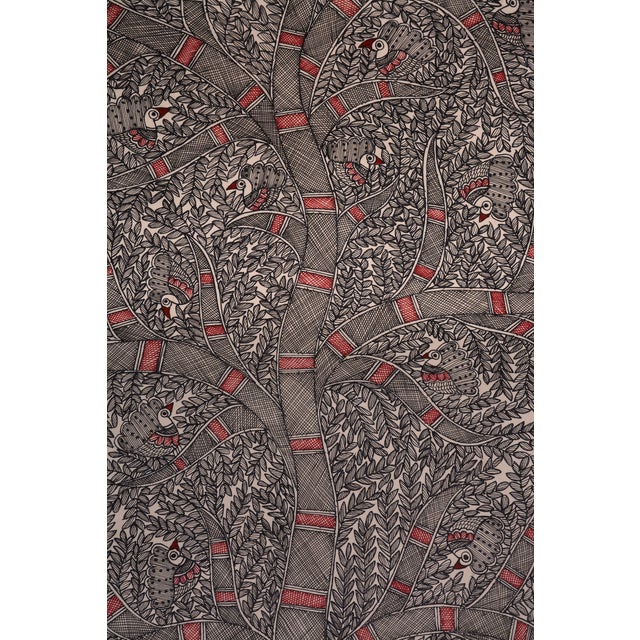 A captivating hand-painted Madhubani painting by Mamta Devi, National Award winner in 2016, celebrating the beauty of...