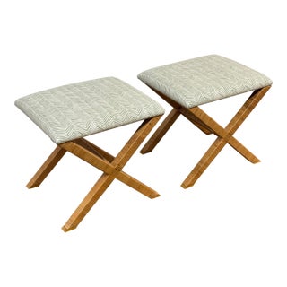 Serena & Lily Balboa Rattan Stools, Pair For Sale