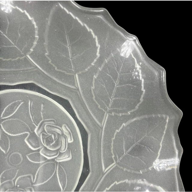 Art Deco 1940s Art Deco Style Frosted Art Glass Floral Plates - 9pcs For Sale - Image 3 of 7