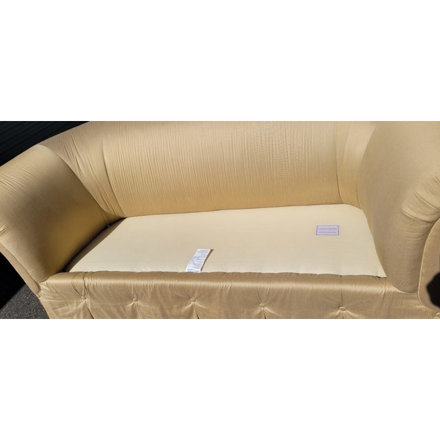 Saffron Beautiful Custom Made Sofa in a Safron Color Light Gold Fabric For Sale - Image 8 of 12