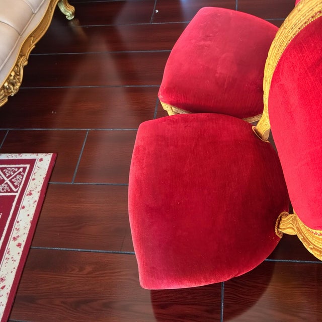Elegant Pair of French Silk Velvet Louis XVI–Style Side Chairs Attributed to Massoud Exquisitely crafted custom side...