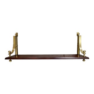 1980’s Hollywood Regency Mahogany & Brass Wall Shelf For Sale