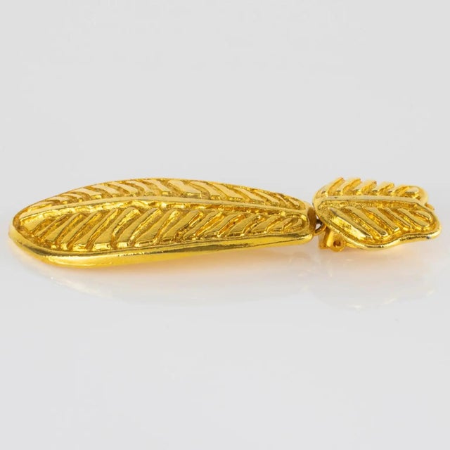 Sonia Rykiel Gilded Floral Dangle Clip Earrings with Palmtree Design For Sale - Image 9 of 9