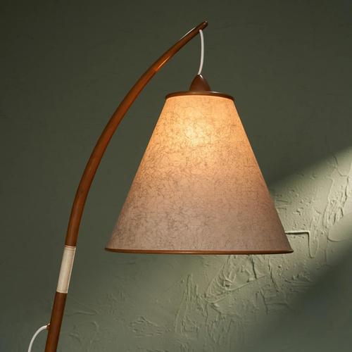Scandinavian Floor Lamp with Wooden Stem and Fiberglass Shade For Sale - Image 6 of 12