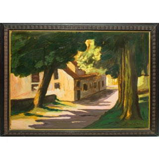 Giorgio de Vincenzi, Landscape with House (Villa Borghese), Oil on Panel For Sale