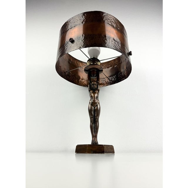 1920s Art Deco Bronze Nude Figural Table Lamp by Gustav Adolf Daumiller, 1920s For Sale - Image 5 of 11