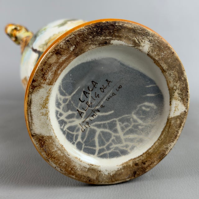 Large Vintage Albisola Vase with Majolica Feline Handles, 1960s For Sale - Image 6 of 11