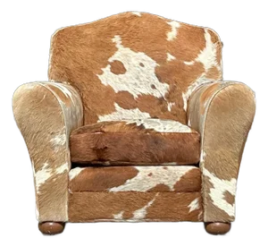 Vintage Boho Cowhide Roll Arm Lounge Chair