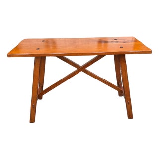 Vintage French Rustic Style X Base Solid Wood Console Table by Pier 1 For Sale