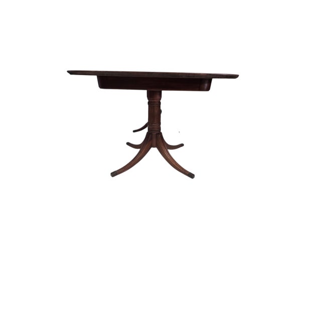 Refinished Late 20th Century Duncan Phyfe Style Mahogany Double Pedestal Dining Table For Sale - Image 14 of 17