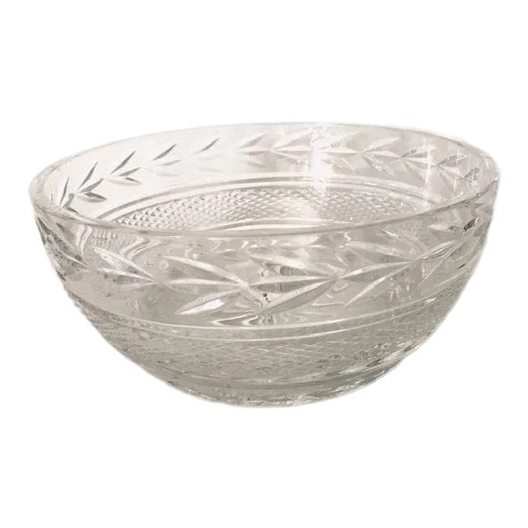 Vintage Cut Crystal Large Center Bowl For Sale