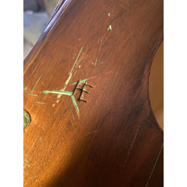 Mid-Century Modern Large Lion Copper Painted Ceramic Figurine Glass Eyes Signed He For Sale - Image 12 of 12