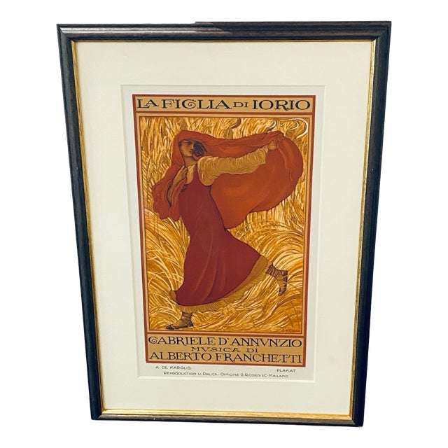 Adolfo De Carolis, Iorio's Daughter, Original Lithograph, 1914, Framed For Sale