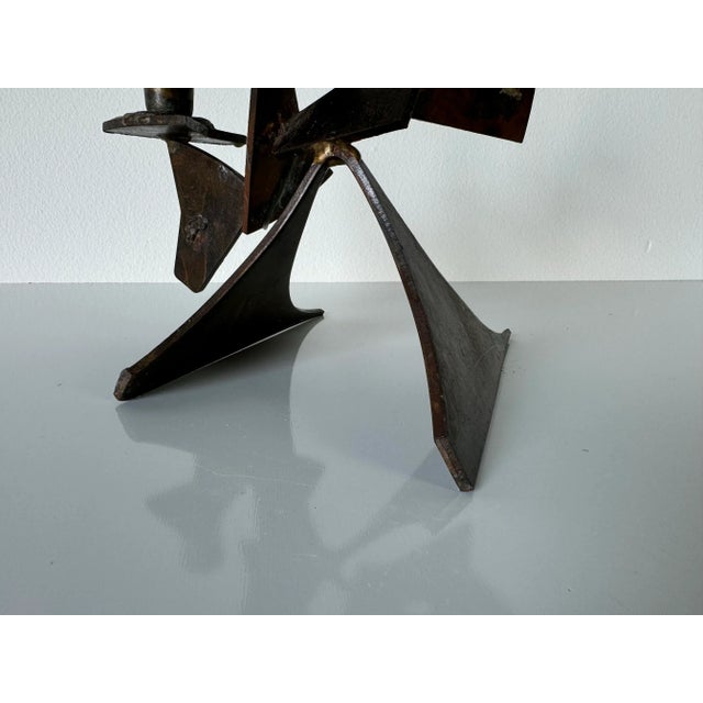 Vintage Handmade Brutalist Metal Sculptural Candle Holder For Sale - Image 10 of 11