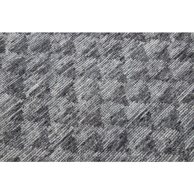 Gray Modern Apadana's Safi Collection Handmade Allover Designed Gray Wool Rug For Sale - Image 8 of 11