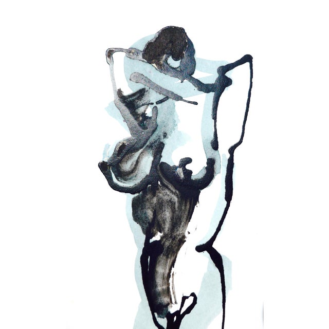 Ink drawing of a lovely model by American artist Martha Holden. Signed "Holden" lower right. She trained at Cranbrook...