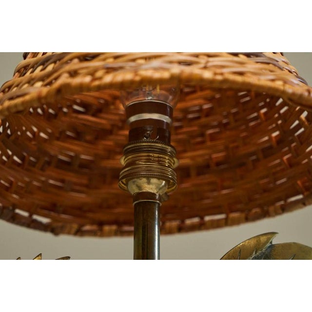 French Rooster Table Lamp in Brass and Rattan from Le Coq dOr, 1960s For Sale - Image 13 of 14