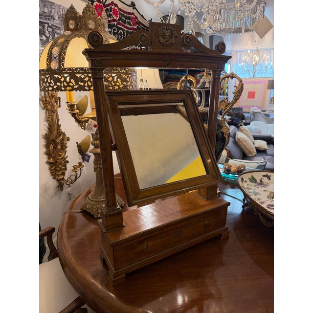Antique Empire Walnut and Bronze Dressing Mirror Late 19th Century For Sale - Image 12 of 12