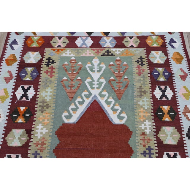 1960s Traditional Handmade Turkish Oushak Kilim Rug For Sale - Image 4 of 9