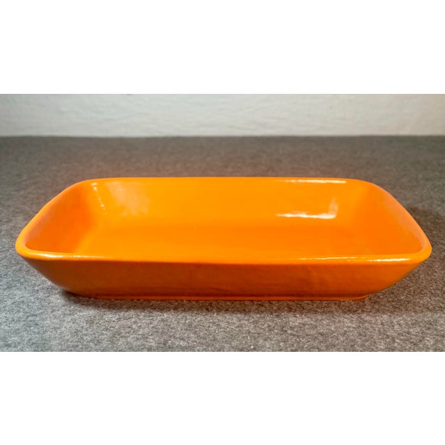 Ceramic Vintage Stangl Americana Tangerine Rectangular Art Pottery Tray For Sale - Image 7 of 9