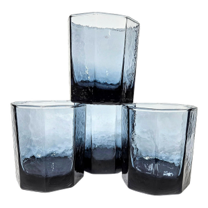 Inky Blue Ice Double Old Fashioned Glasses- Set of Four