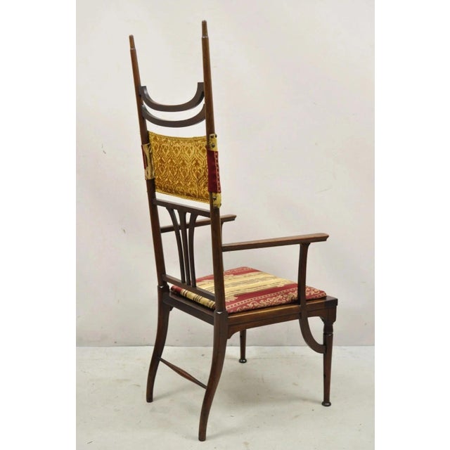 Antique Art Nouveau Mahogany Tall Finial Parlor Side Chair After j.s. Henry For Sale - Image 10 of 12