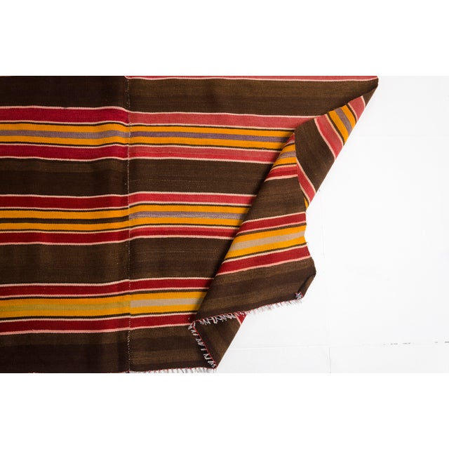 Mid 20th Century Handwoven Striped Boho Area Rug For Sale - Image 10 of 10