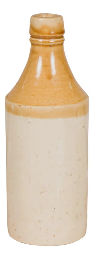 Vintage Chinese Ceramic Flask with Yellow and Cream Glaze, Several Available