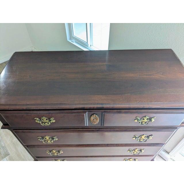 Chestnut Late 20th Century Pennsylvania House Medallion Collection Solid Cherry Hardwood High Chest Georgian Chippendale Dresser For Sale - Image 8 of 8