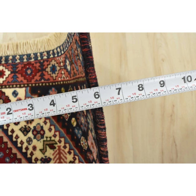 Yalameh Rug 3'5'' X 5'1'' Ivory Wool Vintage Tribal Hand-Knotted Oriental Carpet For Sale - Image 11 of 13