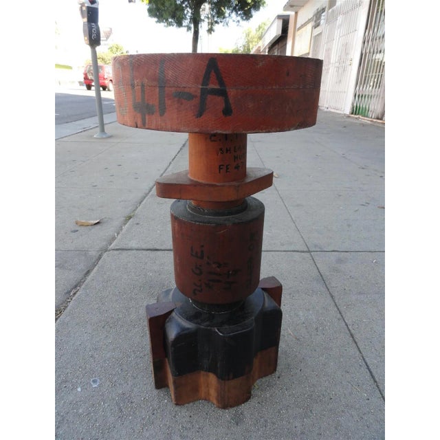 Spectacular Industrial Wood Mold. Sold Wood construction with black painted parts, metal stamping, and hand written part...