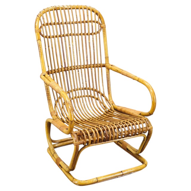 Mid-Century Italian Rattan Lounge Armchair, 1960s For Sale - Image 15 of 15