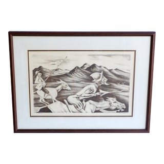 Framed & Signed Lithograph of Don Quixote and Sancho Panza by Bert Pumphrey (1916 - 2002) For Sale