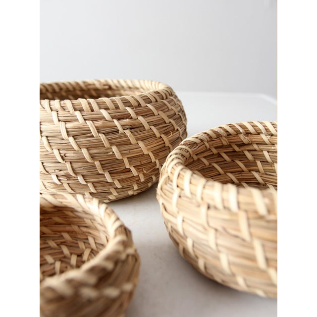 Vintage Set of 3 Woven Nesting Basketsof 3 For Sale - Image 12 of 16