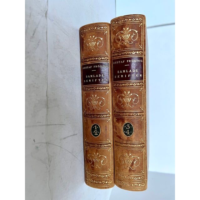 1920s Antique Gustaf Froding Leather Bound Poetry Volumes From Sweden - Set of 2 For Sale - Image 5 of 11