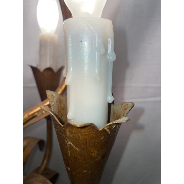Mid Century Modern Italian Candelabra Lamp Gilt Iron Tole 9 Light For Sale In San Diego - Image 6 of 8