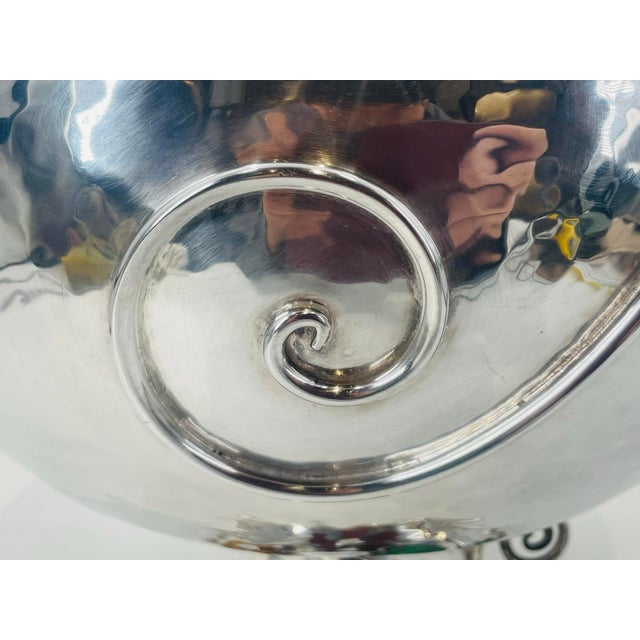 1980s Silver Plate Punch Bowl With Stone Inlay by Emilia Castillo, Mexican Silver For Sale - Image 9 of 18