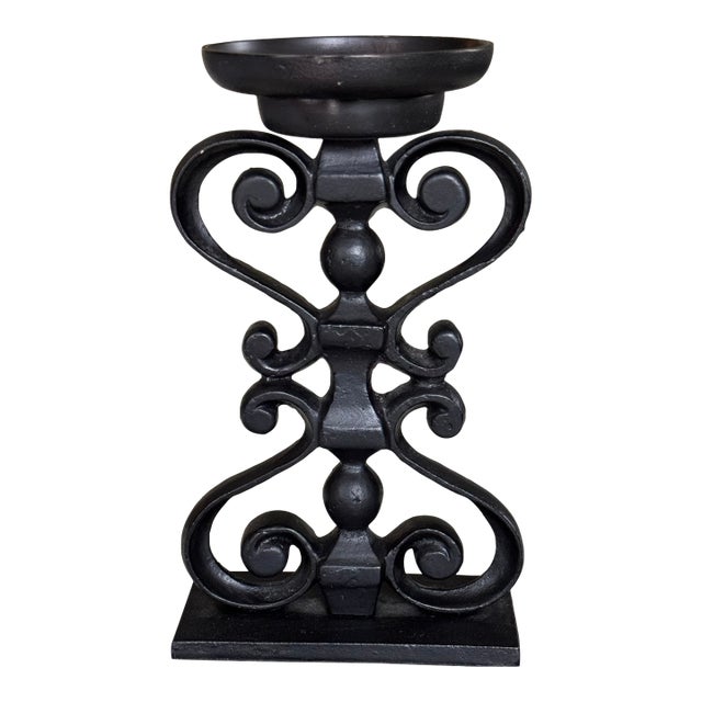Pottery Barn Architectural Scrolly Pillar Holder Bougeoir For Sale