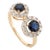 Two Stone Blue Sapphire Diamond Halo Ring Size 7 (All Sizes Available) For Sale